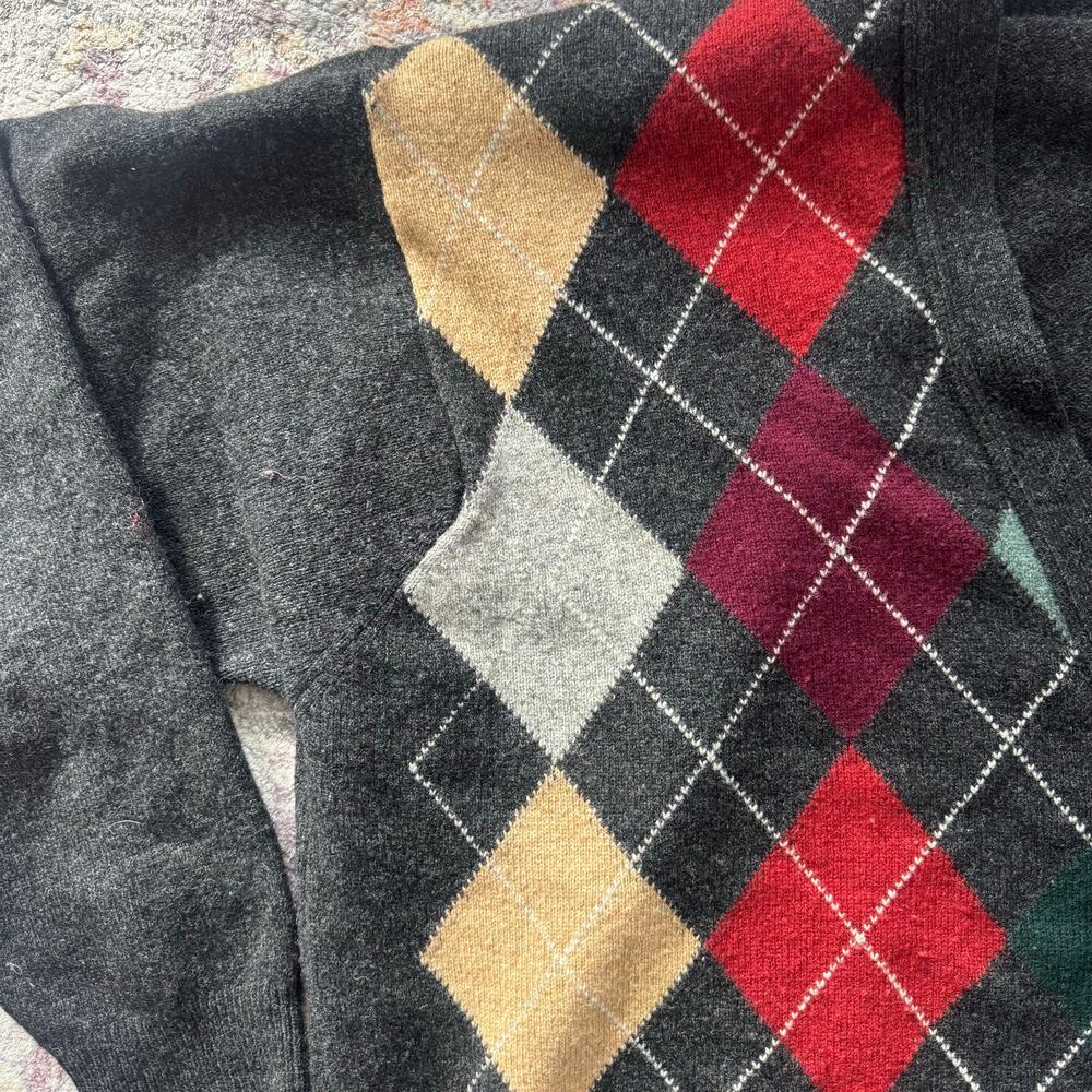 Lands' End 100% Wool Argyl Button-Front Cardigan … - image 2